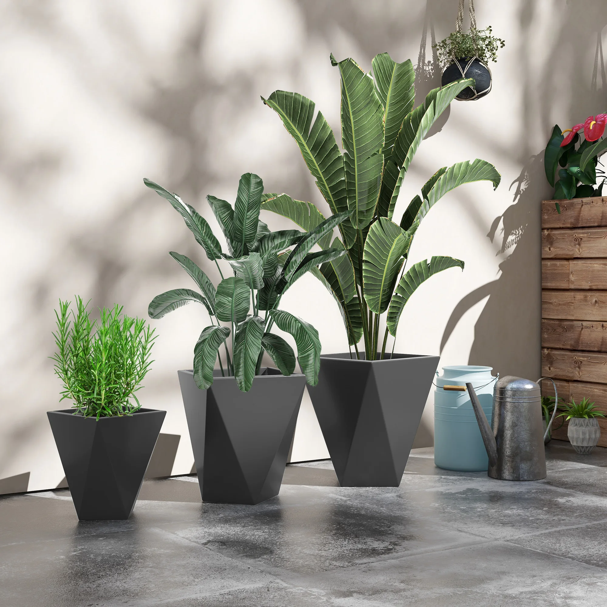 Outsunny Set of 3 Tall Planters, 18