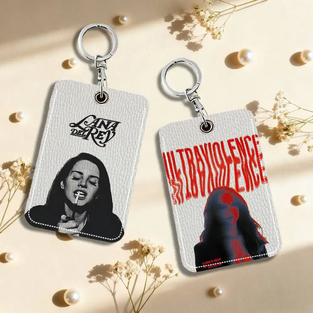 

L-Lana-Del-Rey Singer Kraft Keychain Card Holders Keyring Bank Bus ID Credit Cards Key Ring Chains