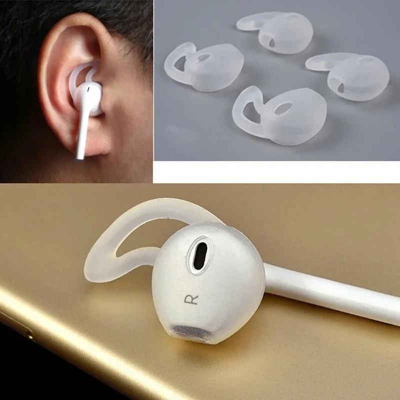 6-1 pasang casing penutup silikon untuk Apple Airpods Bluetooth Earphone lengan pelindung di telinga Anti selip Earpods tutup Eartip kait telinga