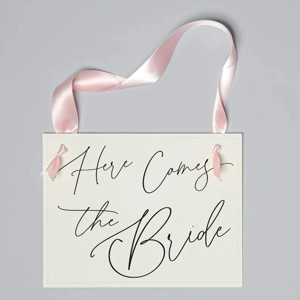 Flower Girl and Ring Bearer Sign | Here Comes The Bride Wedding Banner | Wedding Ceremony Idea Toddler & Kid 3007