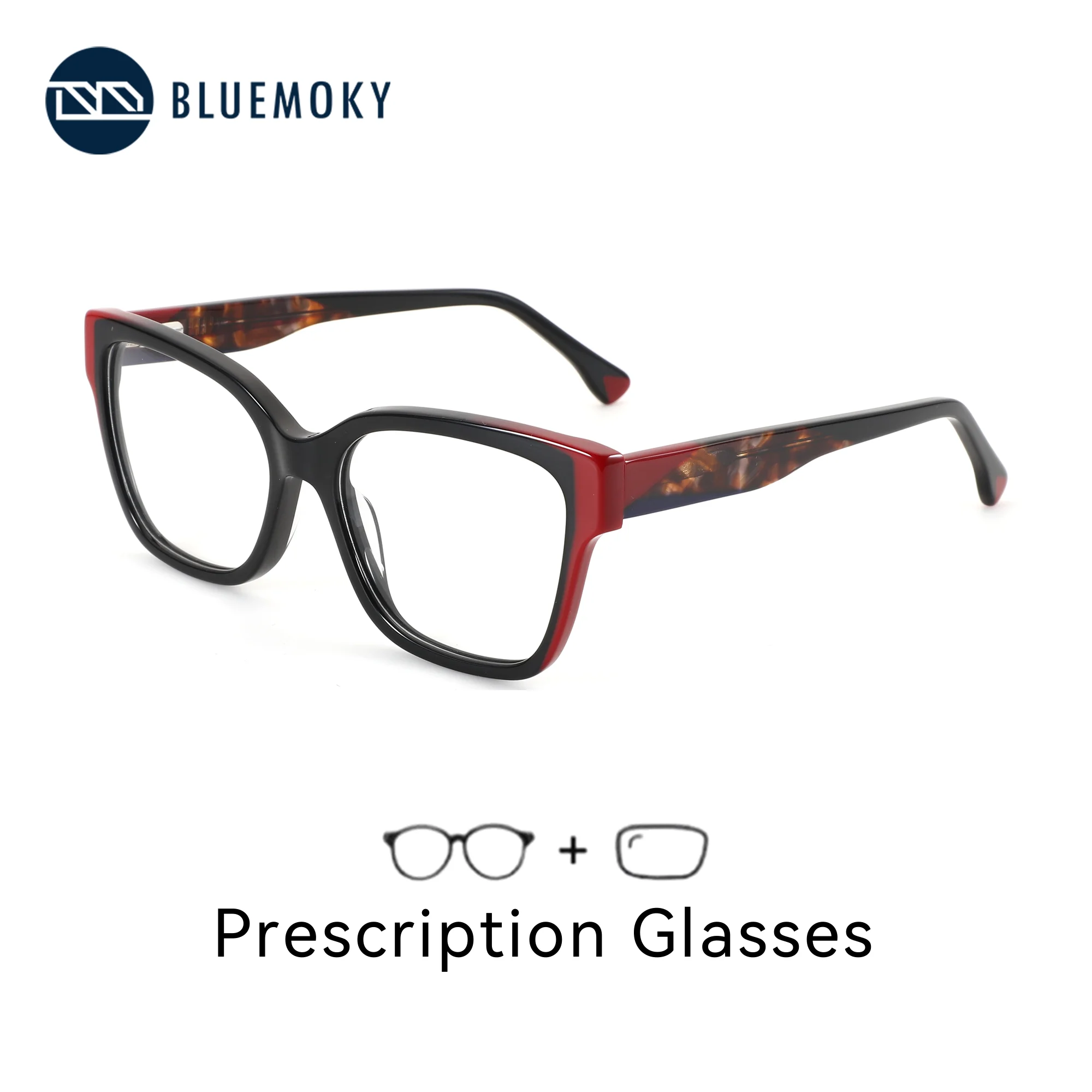 BLUEMOKY (XS Size) Acetate Square Prescription Glasses For Women Blue Light Myopia Graduated Lenses Photochromic Eyewear