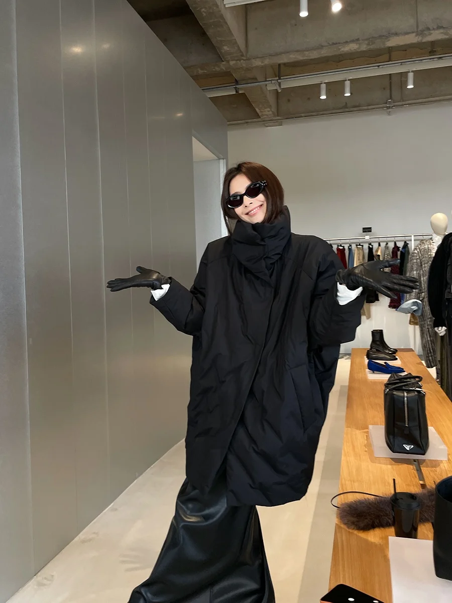 

JCCC adow Warm Bla 90 White Du Downproof Windbreaker Design Puff Sle Mid-Length down Jaet Women's Faion