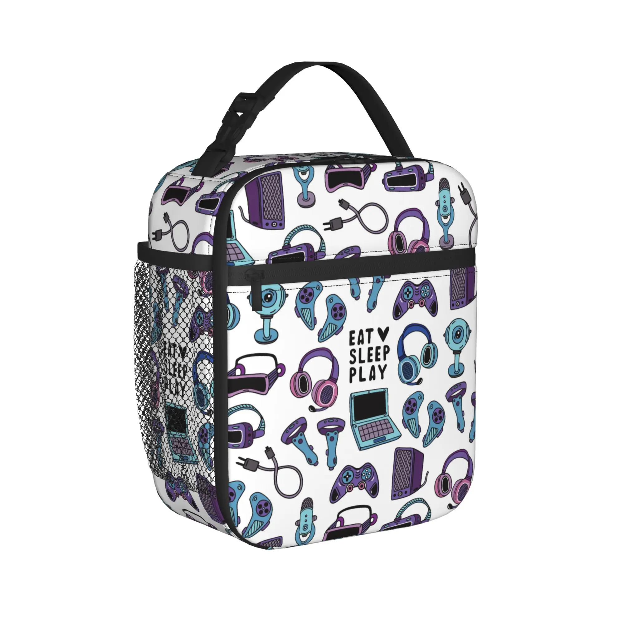 Game Controller Pattern Thermal Insulated Lunch Bags for Office  Portable Food Bag Container Cooler Thermal Lunch Box