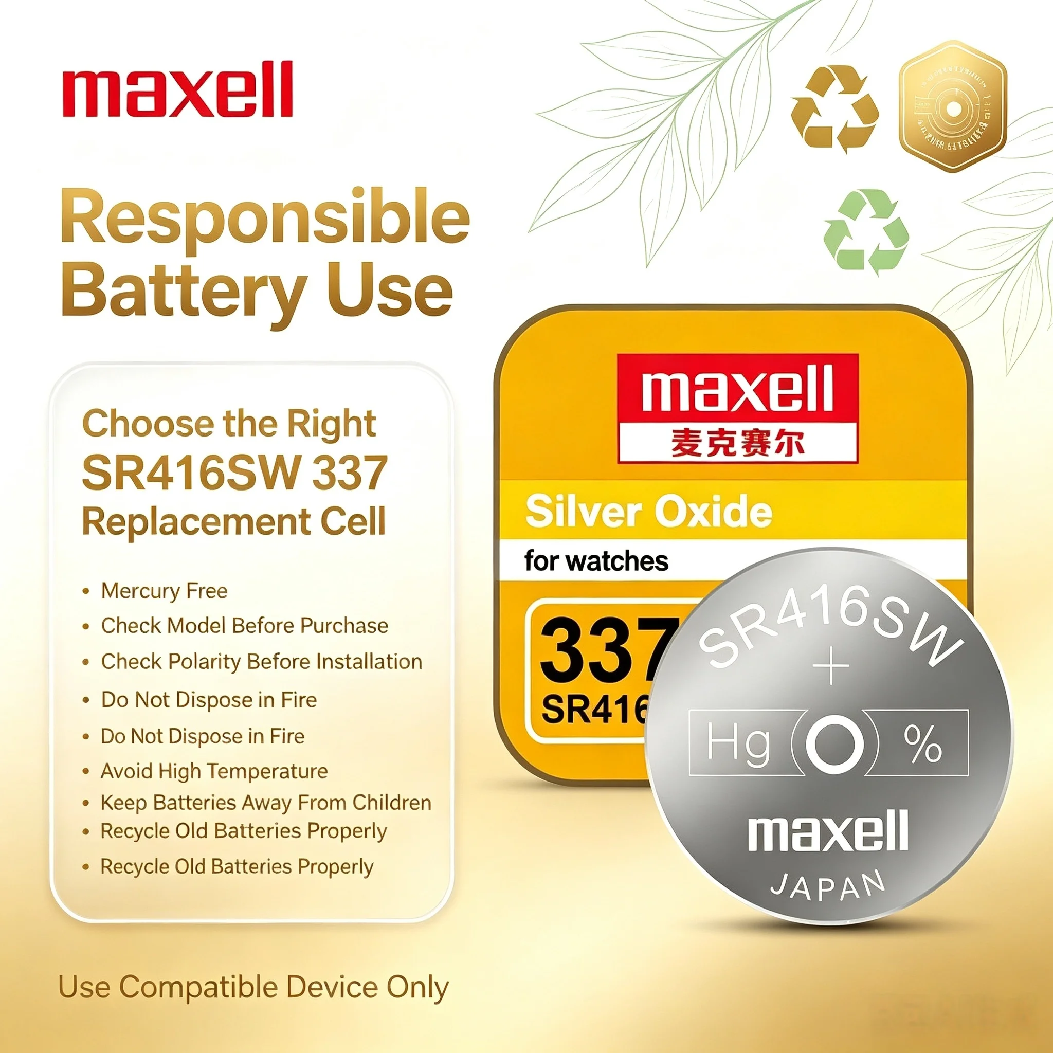 1-10PCS Maxell SR416SW 337 Silver Oxide Button Cell High Performance Non-Rechargeable Battery For Watches Toys Electronics view 6