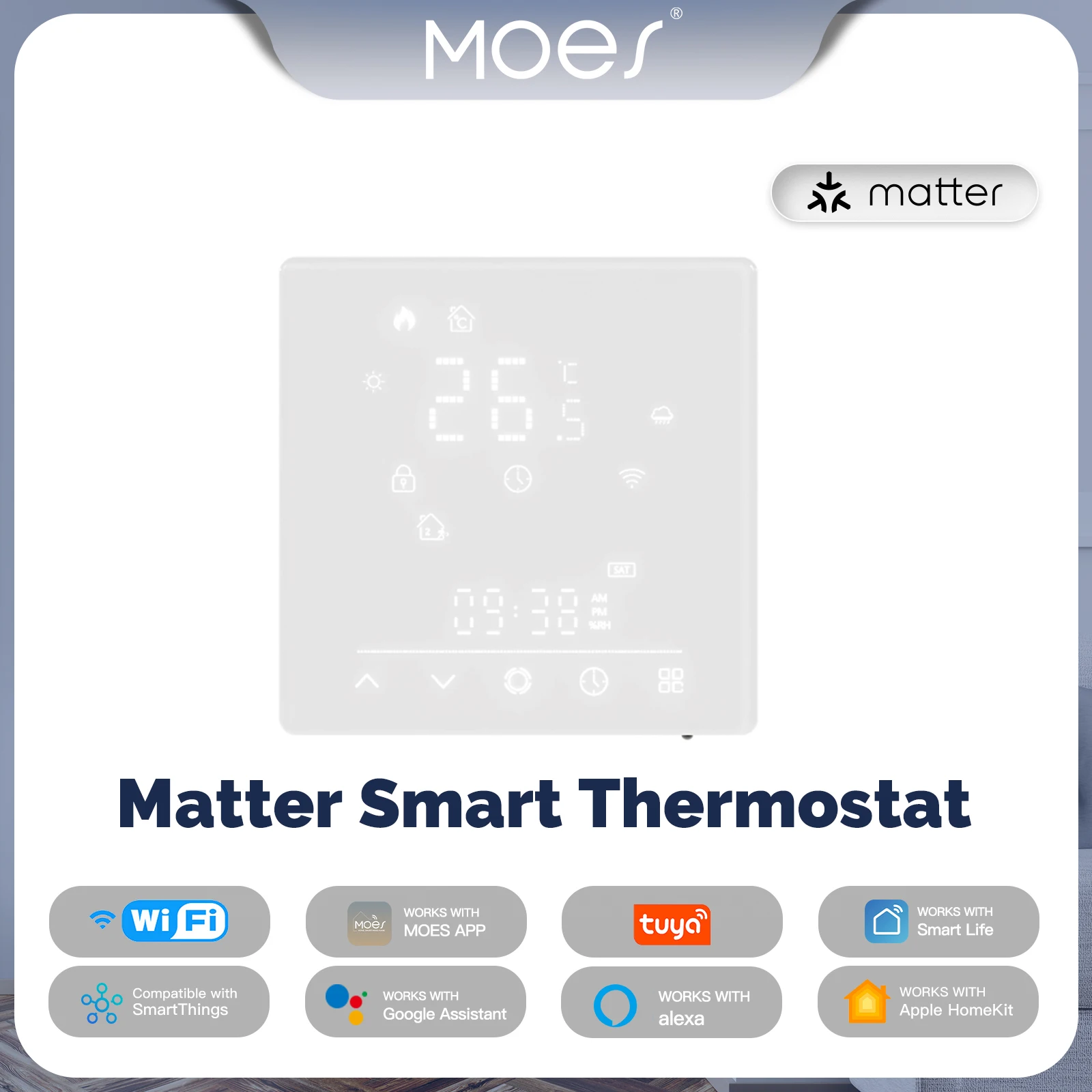 

MOES Tuya Matter WiFi Smart Thermostat Temperature Controller Water Boiler Electric Heating With Alexa Google Apple Smartthings