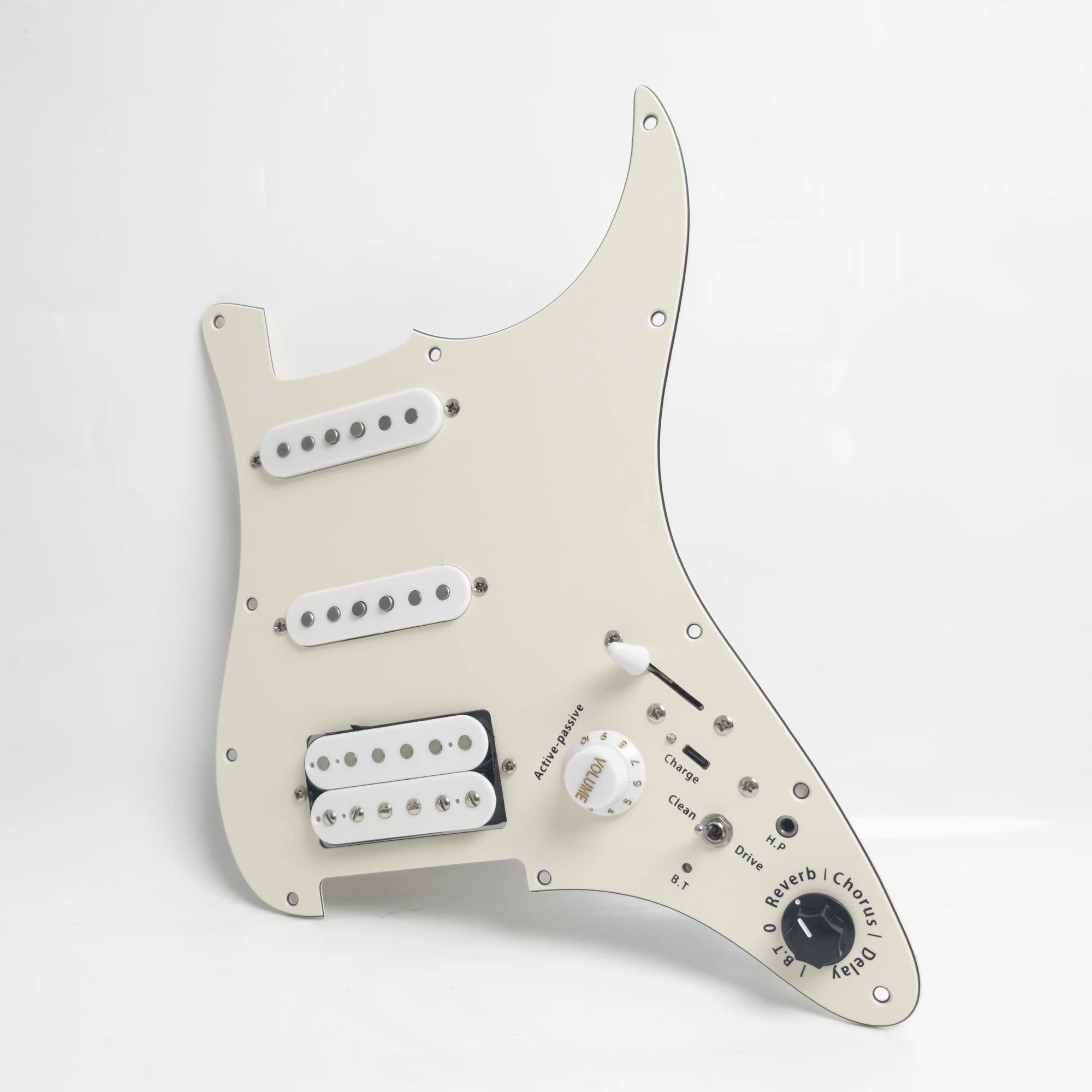 SSH Prewired Guitar Pickguard Set with Built-In Effects, Humbucker Pickups, Coil Splitting, and Bluetooth for ST Electric Guitar