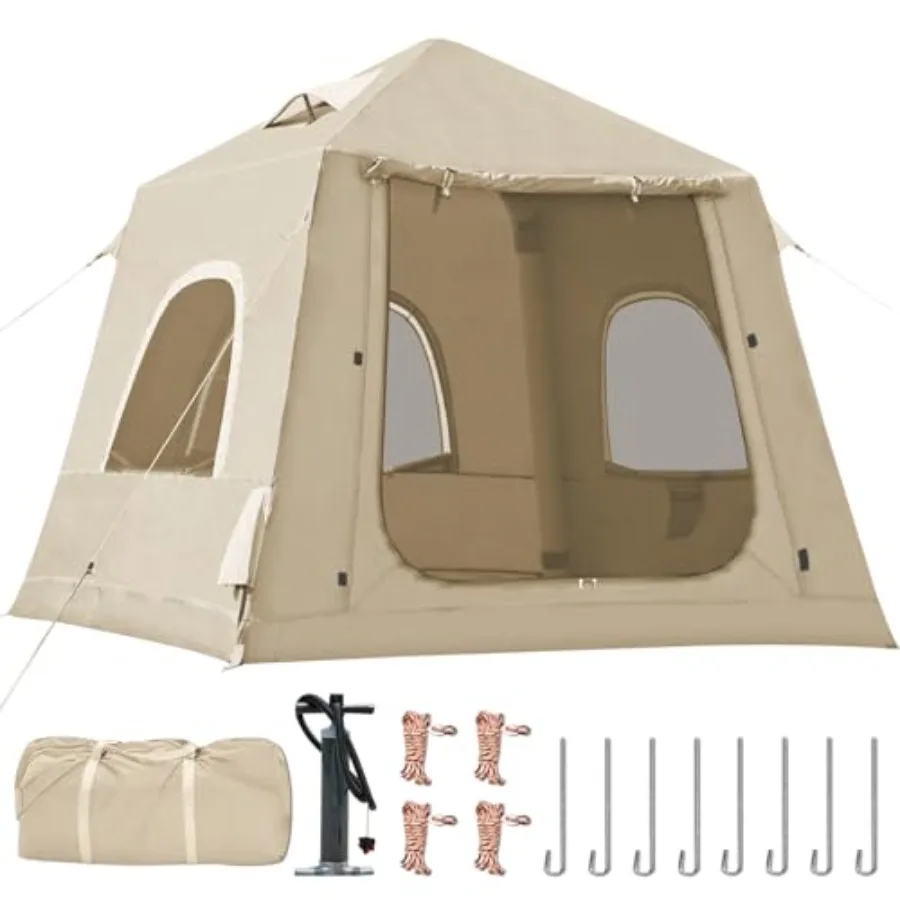 

Надувные палатки для кемпинга: Легко надуваемая палатка с ручным насосом, всесезонная, водонепроницаемая, надувная палатка-дом для семьи.