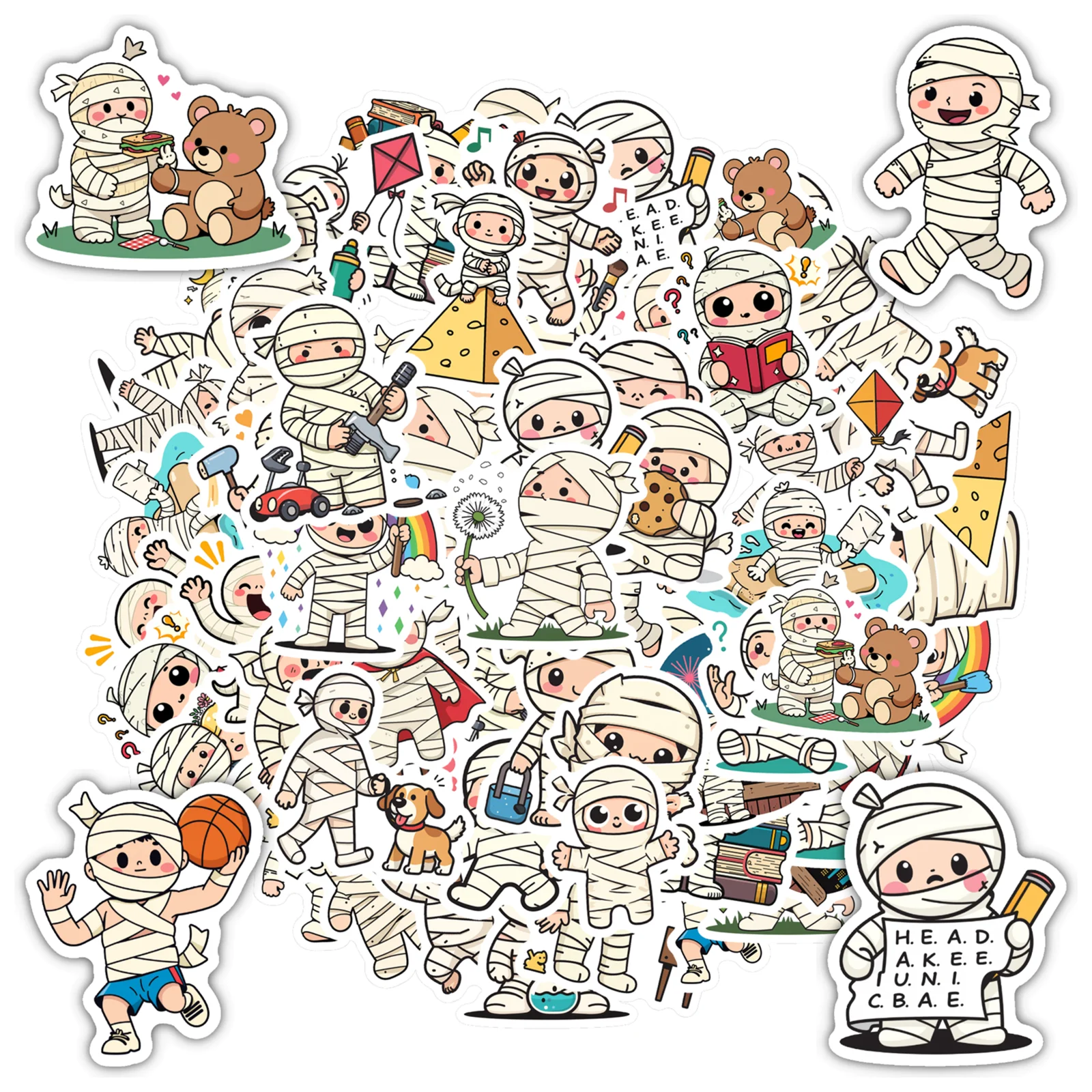 35pcs-100pcs Whimsical Cute Characters Stickers Cartoon Halloween Funny Stickers Stationery Stickers For Suitcase Fridge Phone