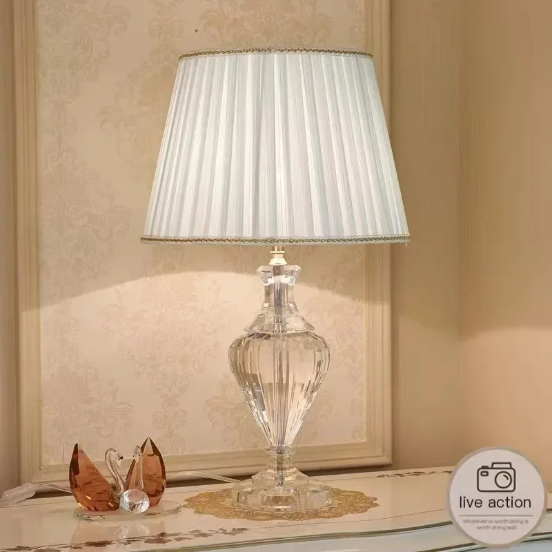 2025 Niche Light Luxury Crystal Table Lamp Villa Bedroom Bedside Modern Pleasure Simple Palace Bedside Lamp Home