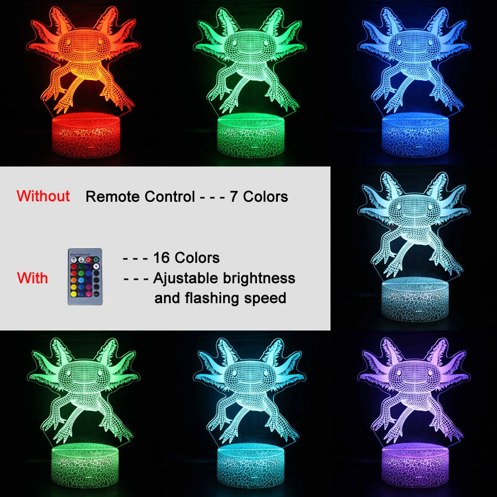 3d Illusion Lamp Ocean Collection Salamander Led Nightlights Kids Room Decor Color Changing USB Battery Powered Night Light Gift