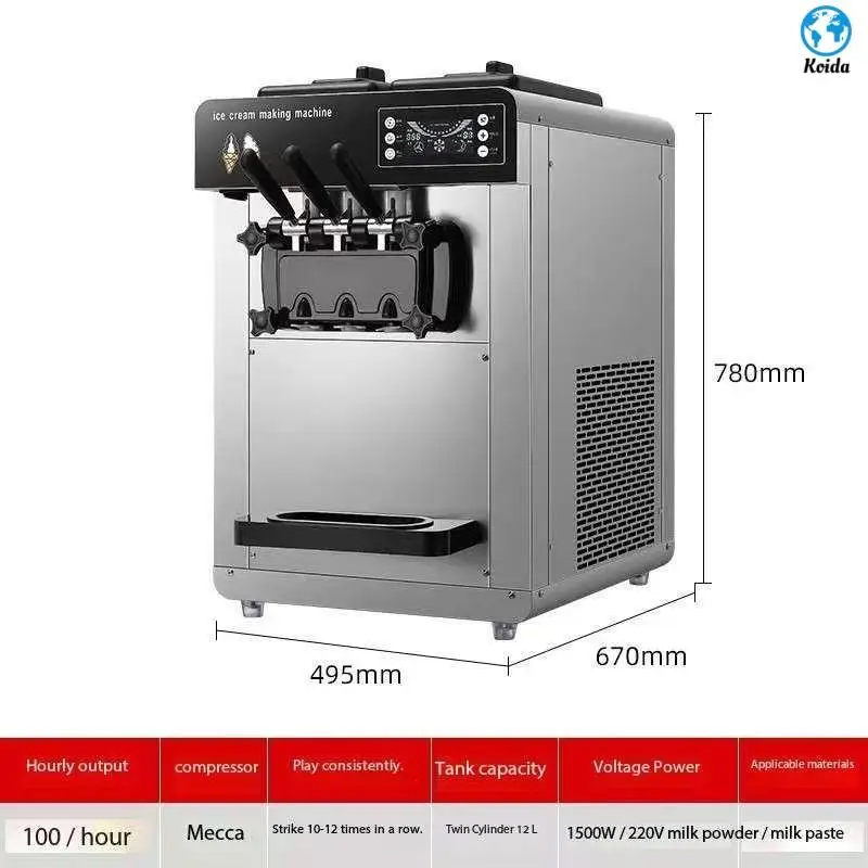2026 High Productivity Three Flavors Stainless Steel Commercial Table Top Soft Ice Cream Machine for Business