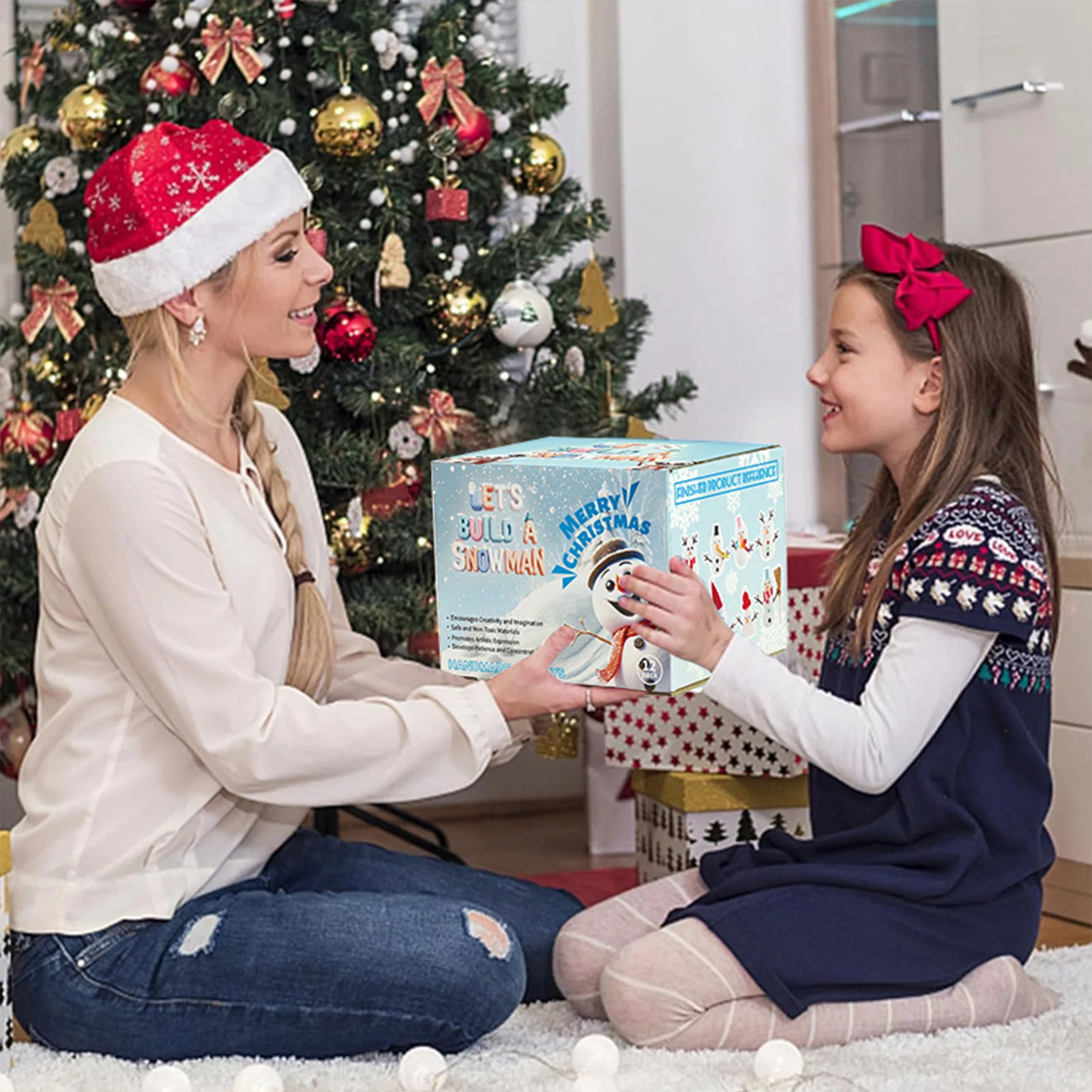 DIY Christmas Snowman Clay Kit Soft Non Toxic Air Dry Modeling Clay with Accessories Great Gift for Holiday Party Activity