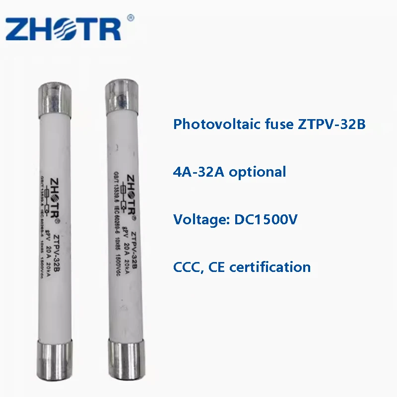 10 pieces ZTPV-32 photovoltaic DC fuse DC1500V 10 * 85mm 6A 8A 10A 15A 20A 25A 32A solar fuse holder ZTPV-32B