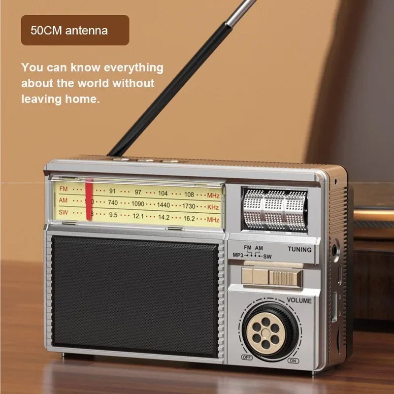 MD-979S Solar Panel Bluetooth Radio Portable Multifunctional Vintage Radios FM AM SW 3 Bands Rechargeable Wireless Speaker