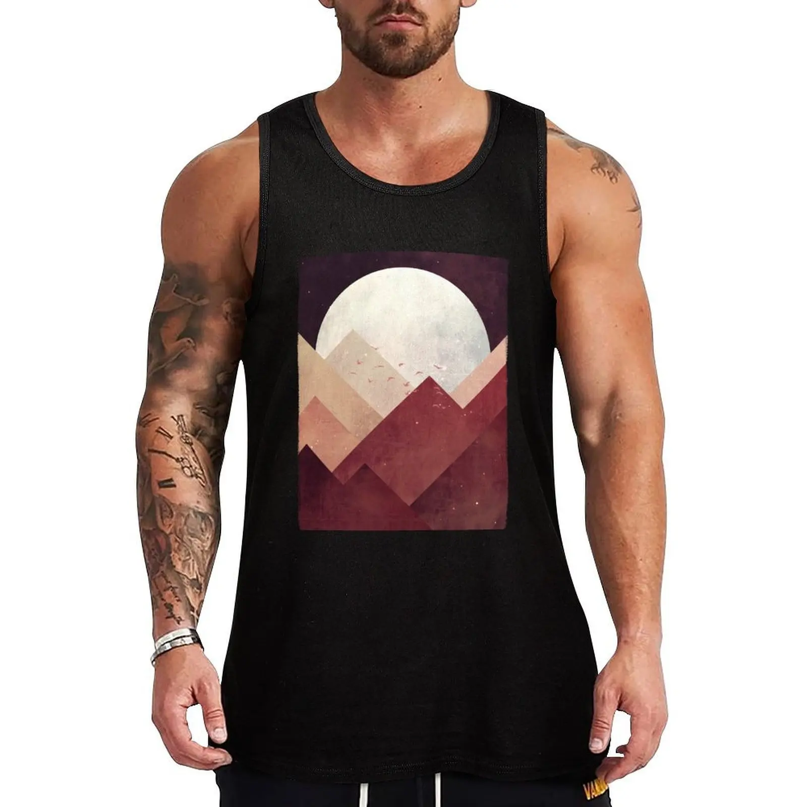 

Midnight Mountains Tank Top fashion 2025 man sleeveless shirts Fitness men clothing Vest for boy