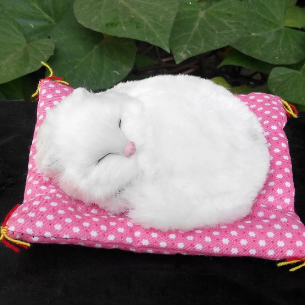 

new small simulation cat toy polyethylene & furs white sleeping mat cat model gift about 14x11cm 1593