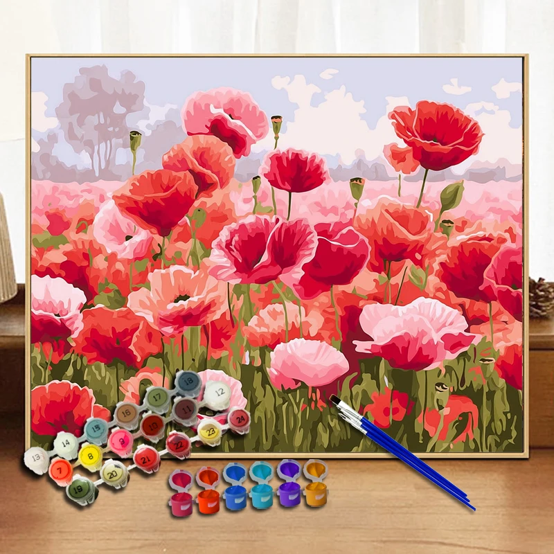 Painting By Numbers Flower Garden Acrylic Paint Canvas Dropshipping Portrait Family Children Photo Christmas gifts