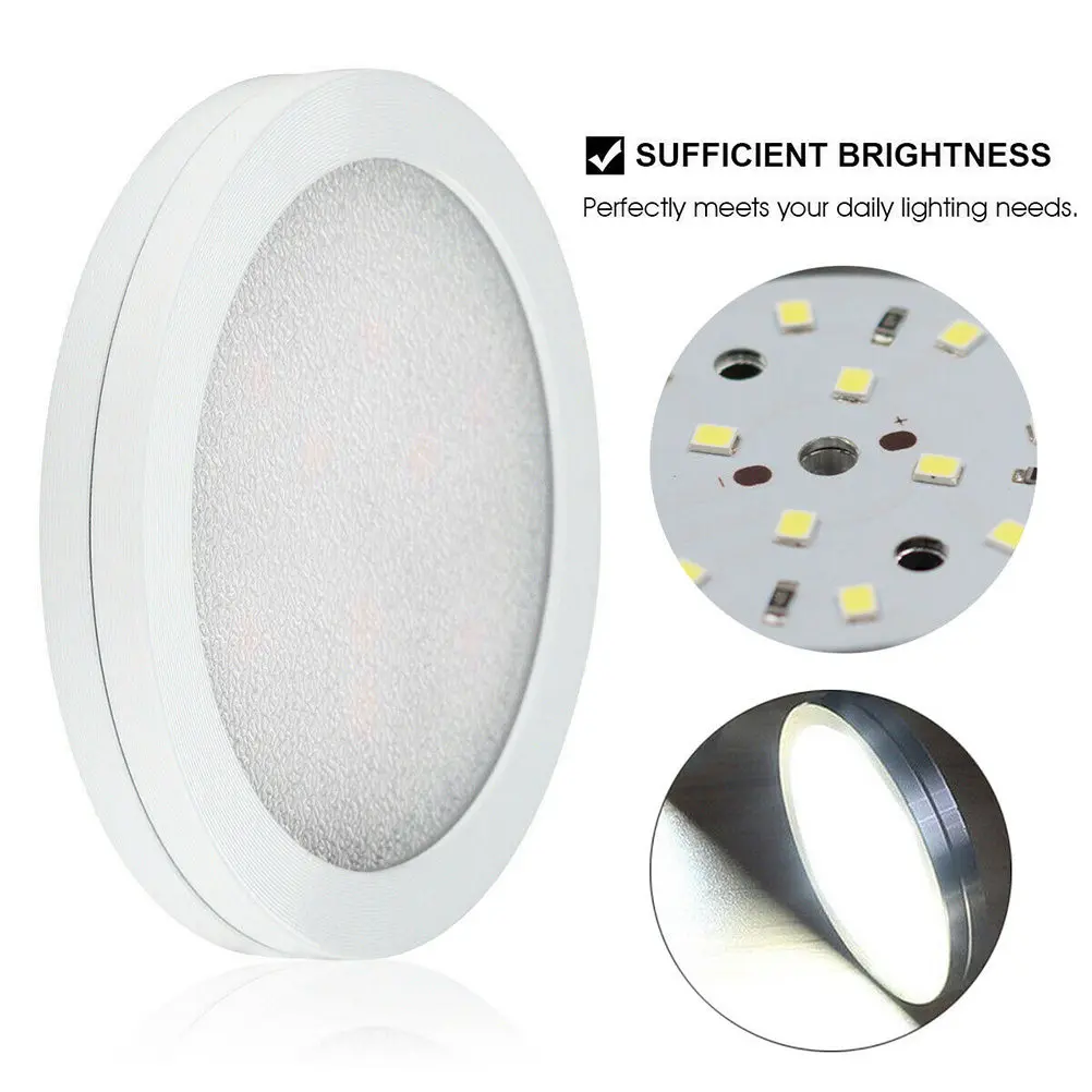 4Pcs 12V LED Downlights 9LED 2W White Silver Box for RV Camper Van Trailer Cabinet Lights Connector Side Wire