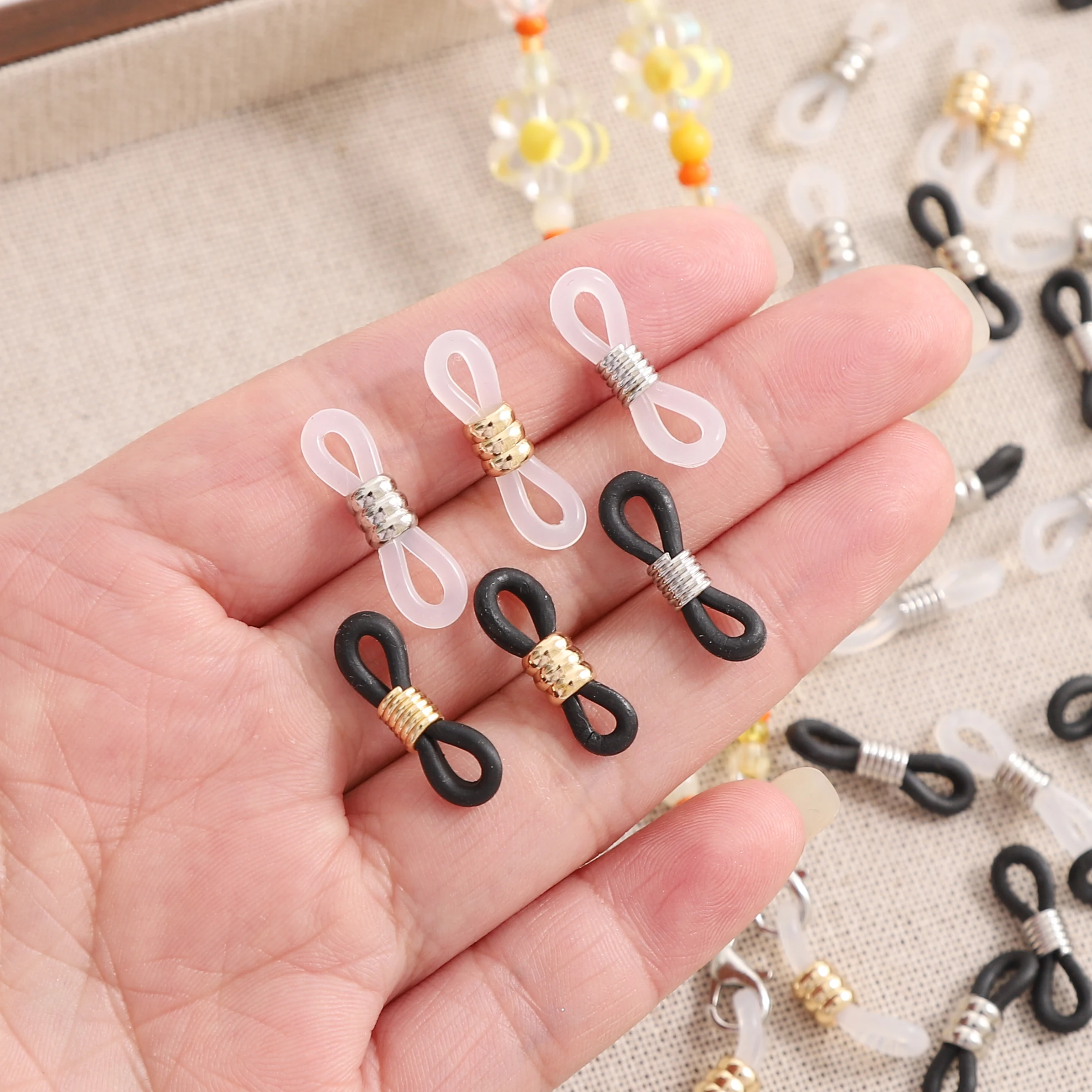 2pcs 20mm Gold Plated Glasses Strap Adjusters Multicolor DIY Craft Charms Bracelets Necklaces Bags  Lanyards Making Supplies