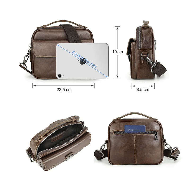 Imagem -03 - Bolsa de Ombro de Couro Genuíno para Homens Pequena Bolsa Crossbody Mensageiro de Alta Qualidade Bolsa Masculina Design de Senha Viagem Luxo