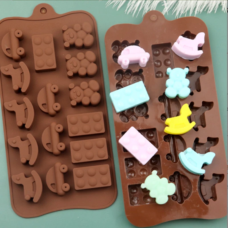 Animal Chocolate Mold Dinosaur Cartoon Silicone Mold Hippo Bear Trojan horse Suitable for Candy Ice Cube Pastry Baking Tools