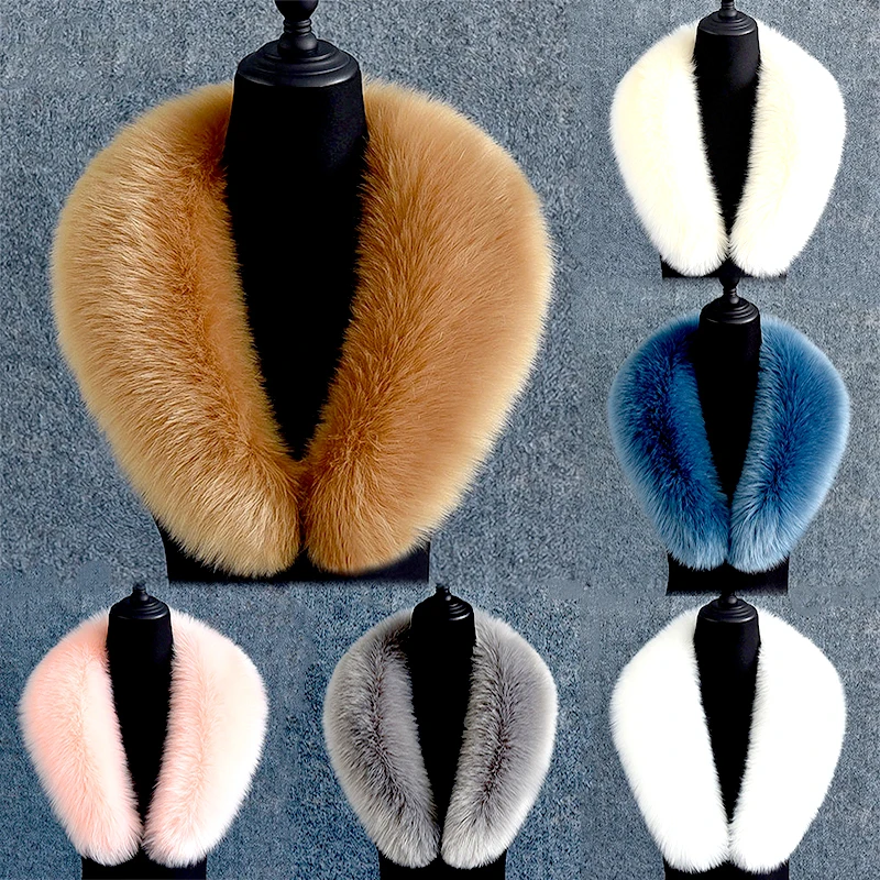 Faux Fur Collar For Women Men Shawl Furry Fur Collar For Winter Coat Hood Fur Decor Luxury Fake Fur Scarf Jackets Parkas Collar