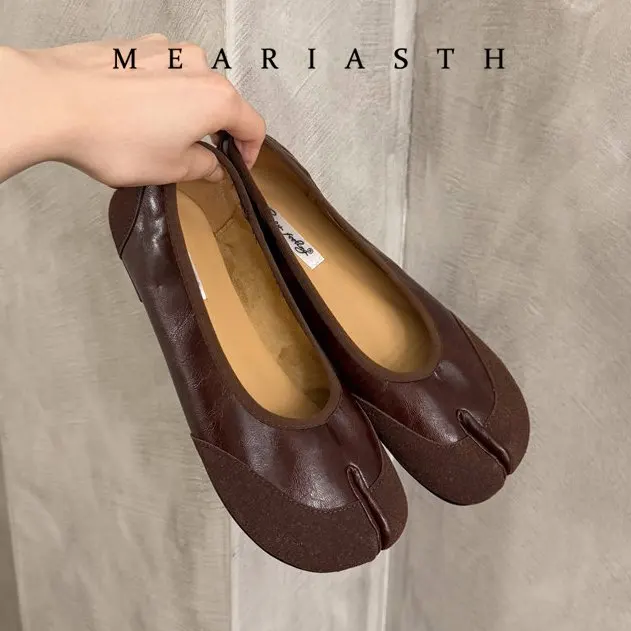 

Модные женские балетки таби из мягкой кожи с раздельным носком, летние удобные повседневные лоферы для прогулок, танцевальные туфли для девушек