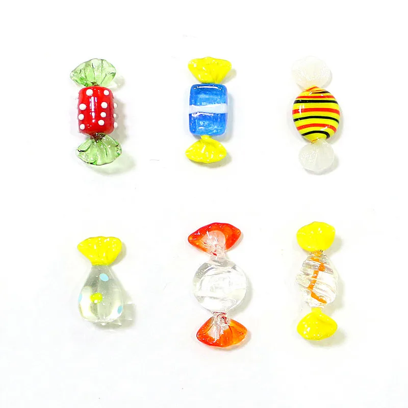 18pcs Vintage Mini Murano Glass Sweets Ornaments Handmade Cute Mixed Christmas Candy For Home Table Decor Festival Party Favors