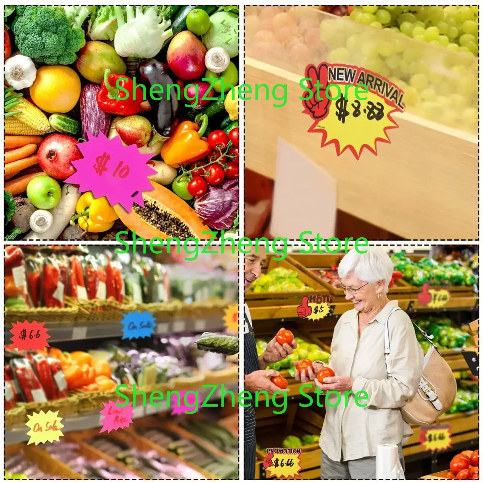 600 Pieces Starburst Signs Fluorescent Signs Starburst Signs for  Product price tags supermarket fruit promotion advertisements
