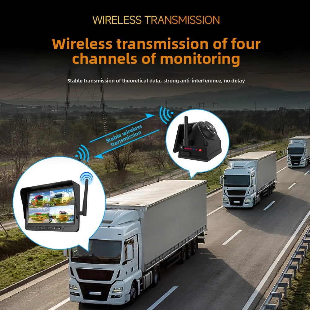 Wireless reversing camera for passenger and cargo vehicles, solar magnetic cables, wire-free onboard monitoring, high-definition