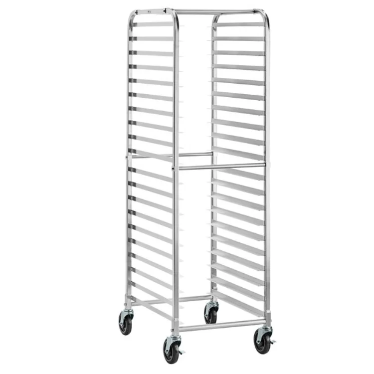 2024 Bakery tools Stainless Steel Kitchen Serving baking tray sheet pan trolley rack with 20 pans