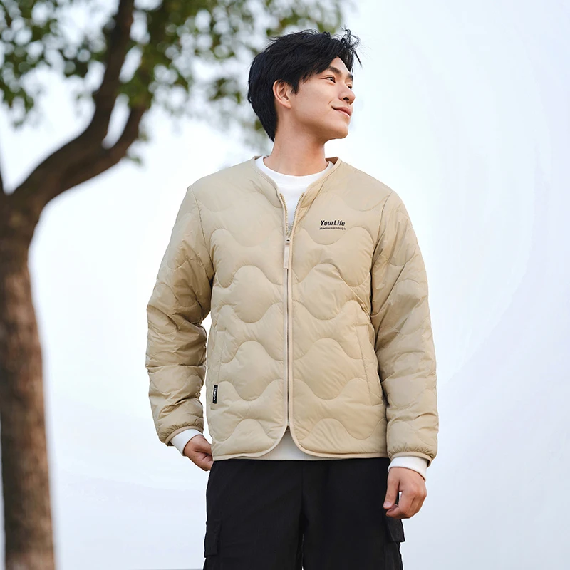 Semir Down Jacket Men Loose Hooded Two-piece Set Spring Contrast Color Patchwork Textured Outerwear Lightweight Outdoor Trendy