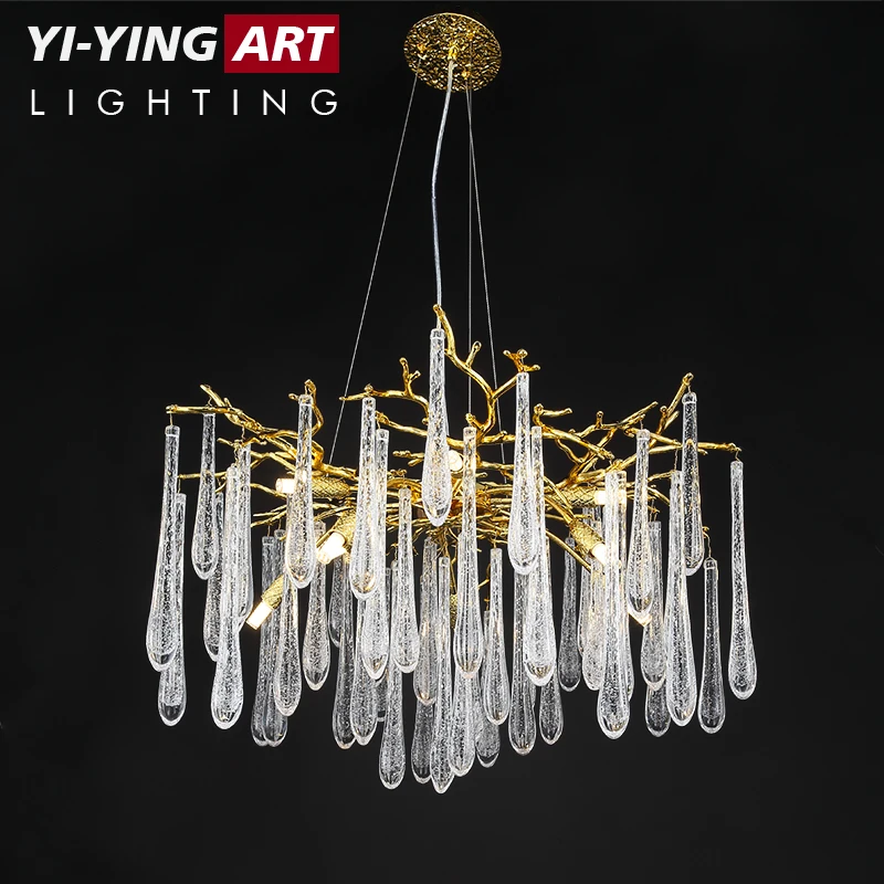 French crystal chandelier living room main light luxurious branches simple and luxurious restaurant master bedroom all copper