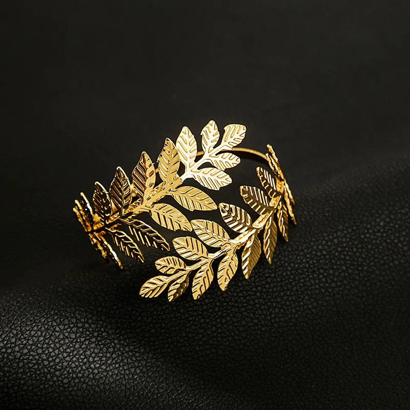Leaf-Shaped Adjustable Metal Arm Cuffs for Brides