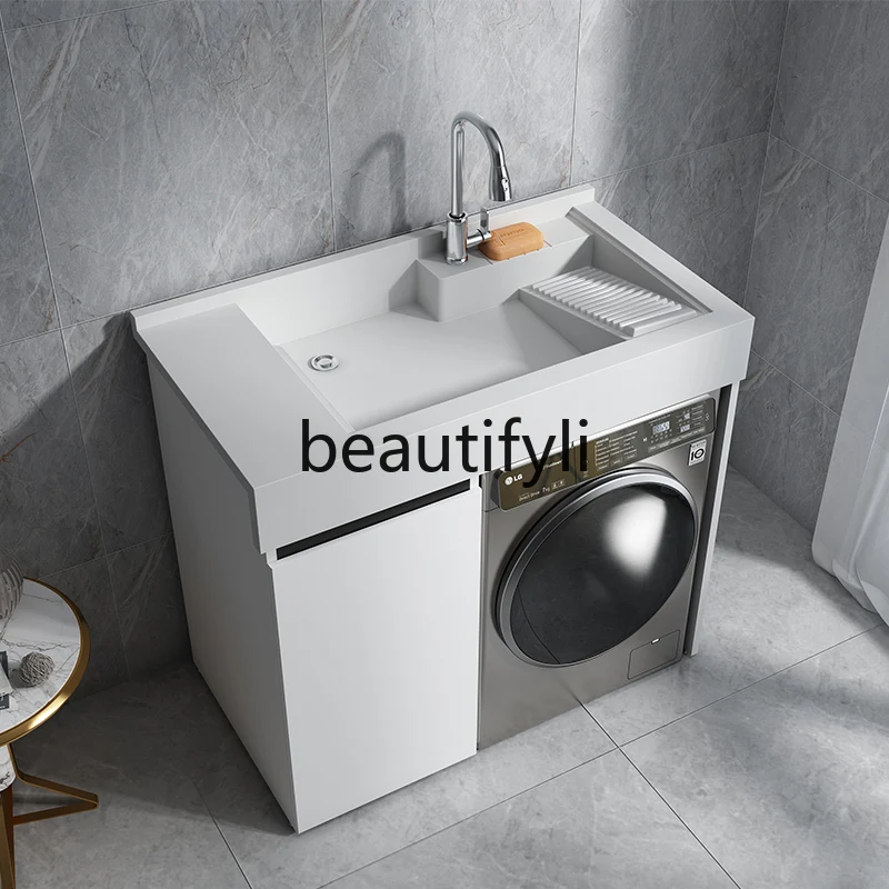 

On-machine basin integrated cabinet balcony laundry cabinet washing machine cabinet combination honeycomb aluminum