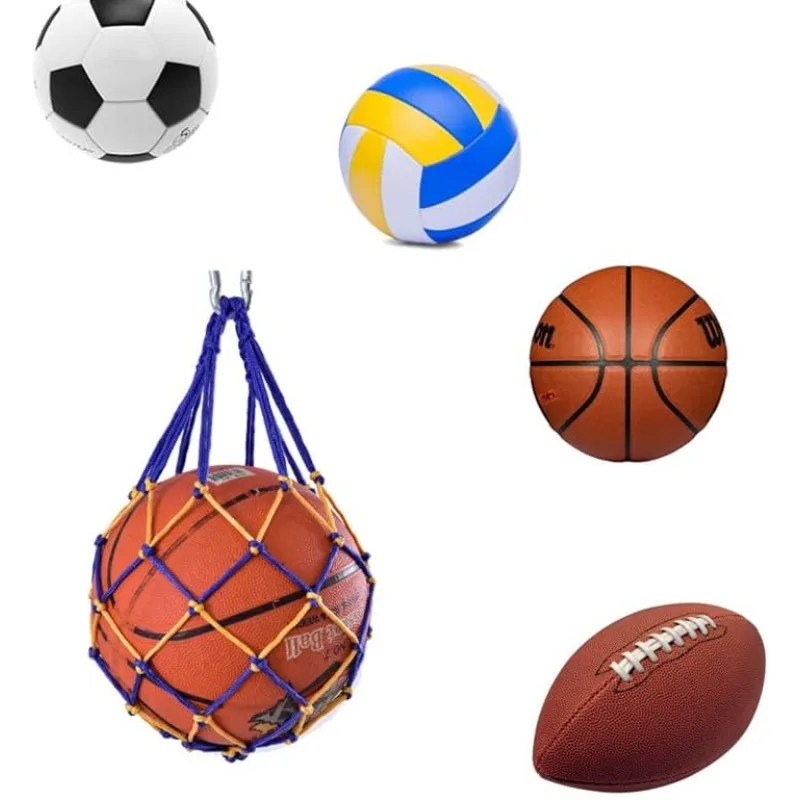 6 Pcs  Net Bag Soccer Football Mesh Storage Sports Ball Holder Nylon Carry Bag Durable Single Ball Carrier (Net Bag Only)