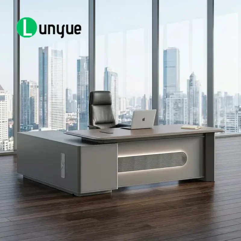 Modern L Shaped Executive Desk for CEO Office Business Furniture Large Computer Workstation with Storage Home Office Study