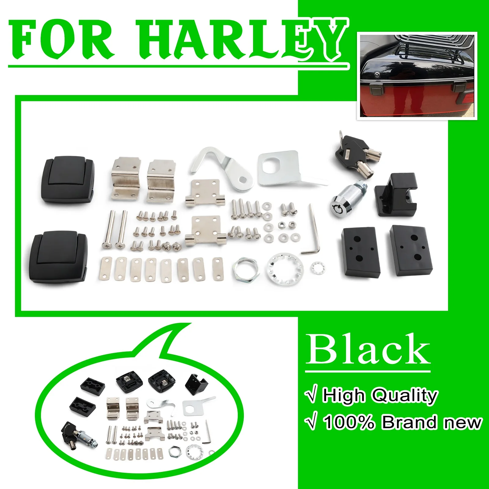 For Harley 1988-2013 Touring And Trike Models Trunk Hardware Latches Hinges Lock Kit