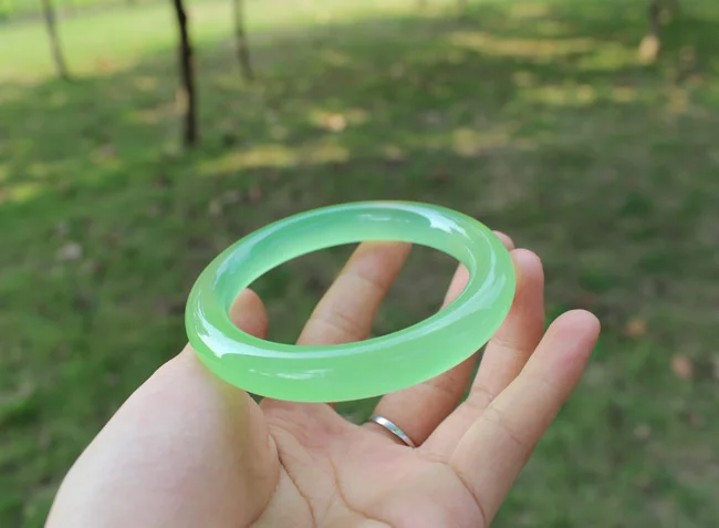 Natural Little Green Agate Hand-carved Bracelet Real Jade Bangles Jadeite Jewelry Lucky Accessories