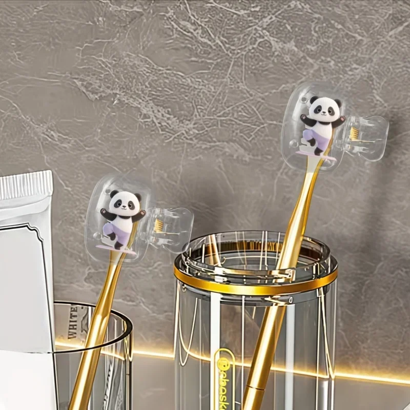 2pcs Panda Toothbrush Cases for Yoga Practice Portable Travel Toothbrush Storage Suitable for Daily Personal Care Camping Trip