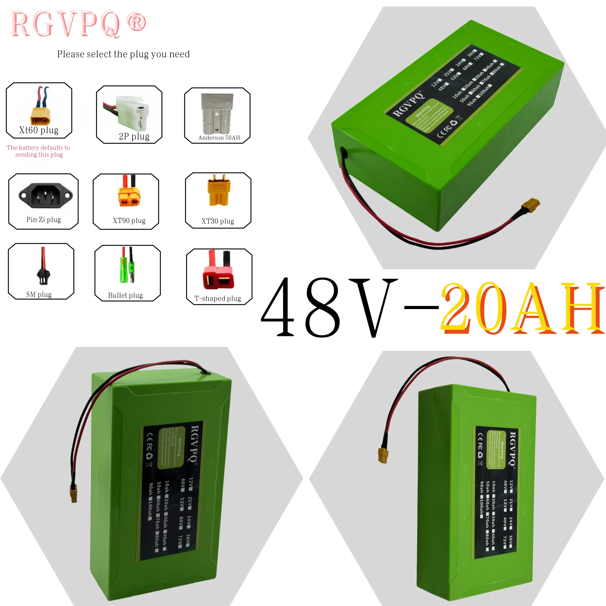 

Air freight delivery, 48V new green box, 13S6P20AH, 18650 lithium battery, suitable for OEM vehicles, electric bicycles