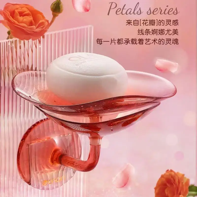 Petal Soap Dish Hole Free Wall Mounted Toilet Storage Rack Toilet Soap Box Drain Washroom Wall Mounted