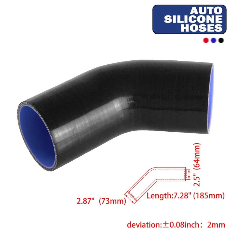

Racing ID 64mm 2.5inch Silicone Hose 45 Degree Elbow Coupler for Intercooler Turbo