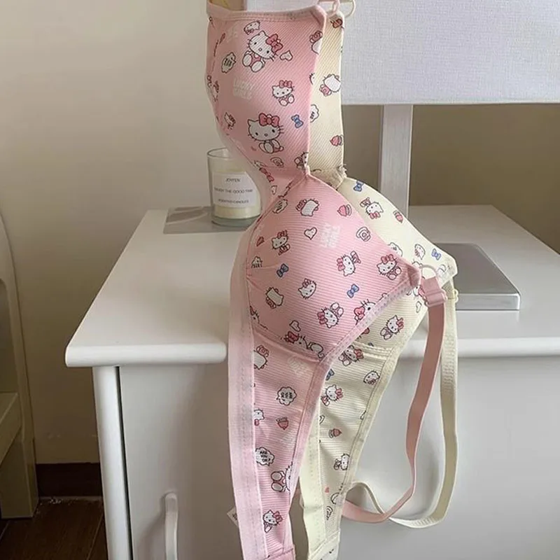ملابس داخلية كارتونية هالو كيتي للنساء Kawaii للفتيات حمالة صدر مثيرة بدون سلك ملابس داخلية رافعة للطلاب حمالة صدر رياضية هدية قابلة للتنفس