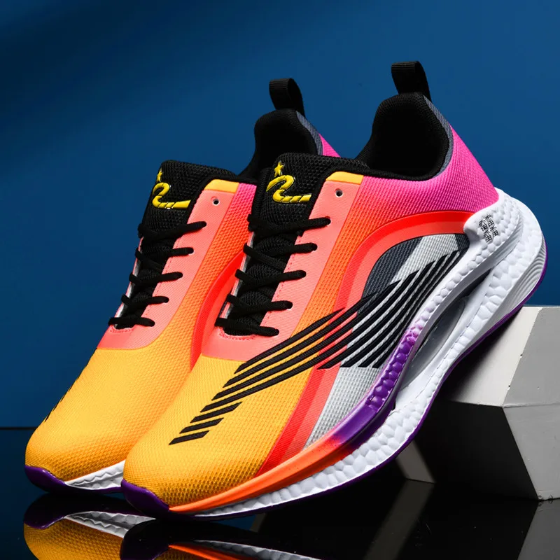 

Couple sneakers men's shoes shock absorption flying weaving breathable lightweight air cushion popcorn youth running shoes