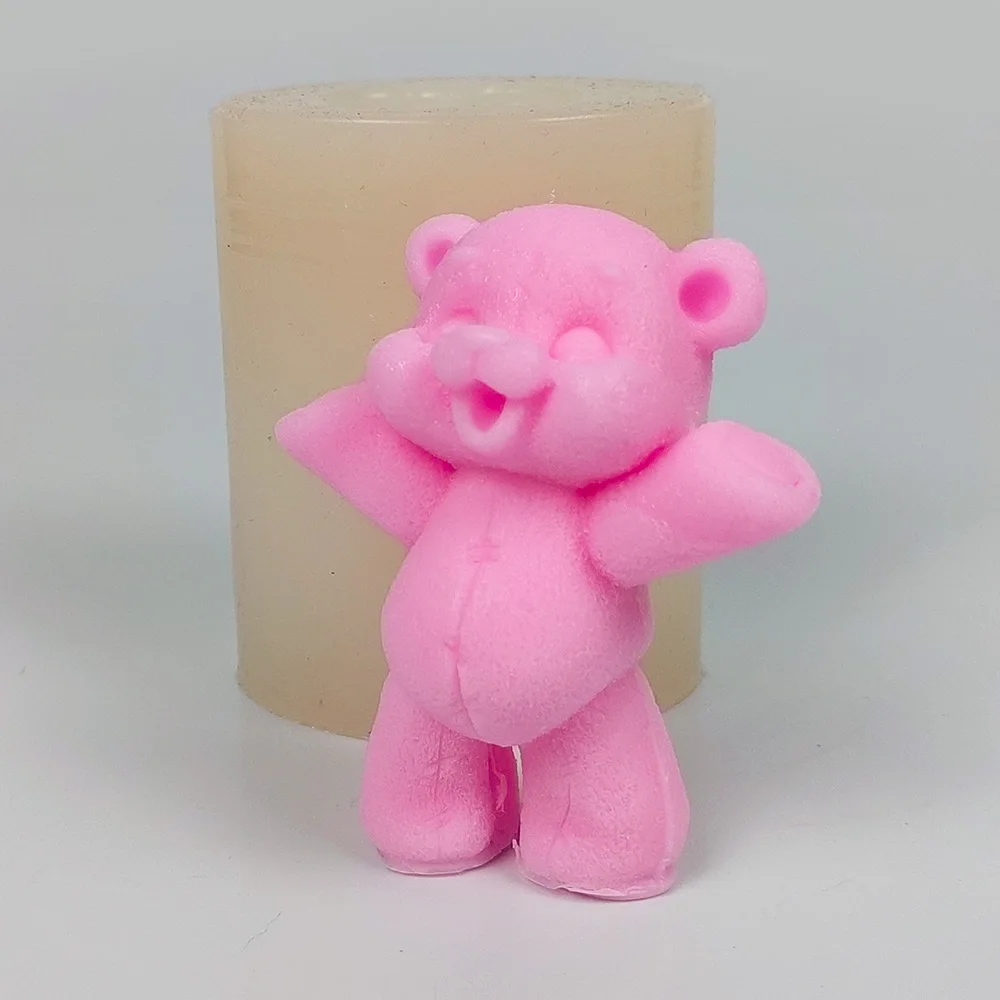 Cute Bear Concrete Cement Animal squishy Molds Candle Silicone Mold Aromatherapy Plaster Mold Fondant Cake Candle Mold Tools