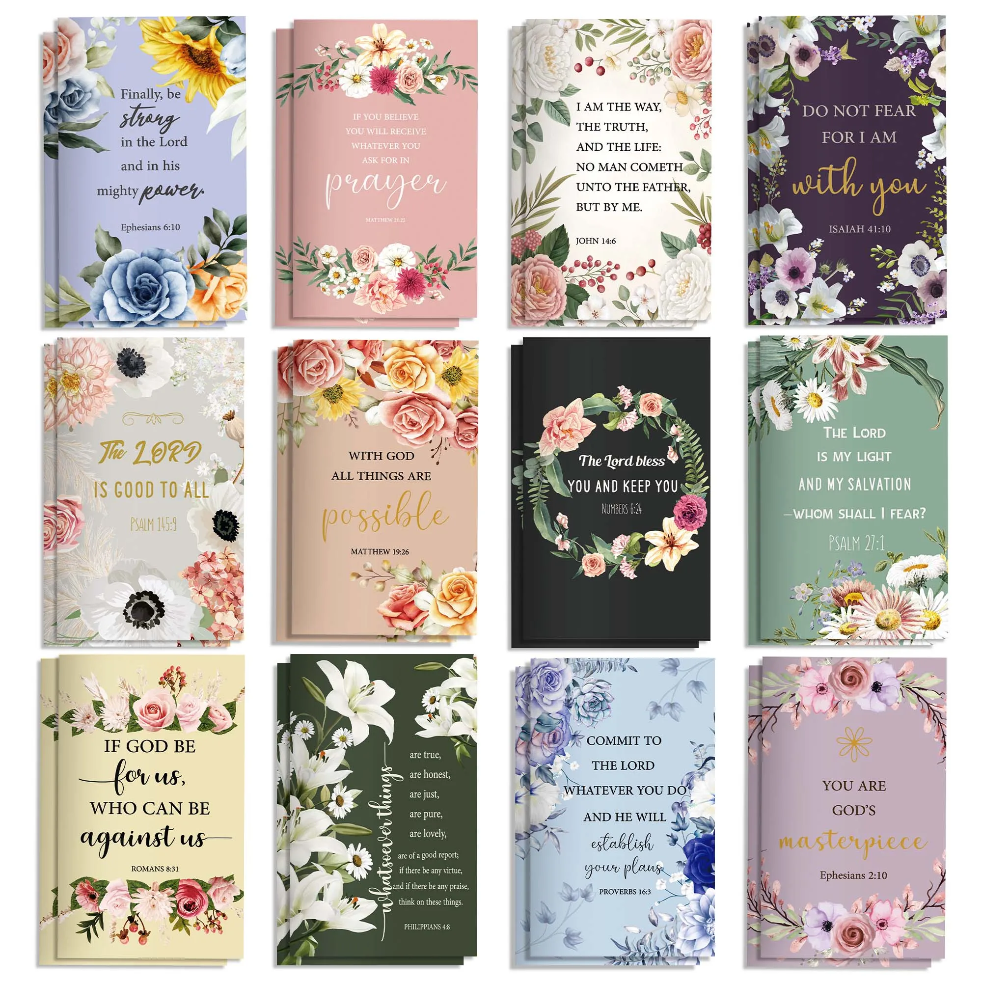 12/24/36pcs Religious Bible Verse Mini Notebook Floral Scripture Quote Pocket Notepad Birthday Xmas Gift Small Writing Journals