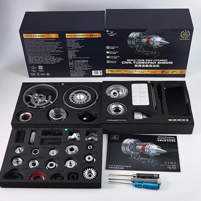 TECHING DM121 Turbofan Engine Model Kit DIY Metal Turbofan Mechanical Model Desktop Toy - Image 5