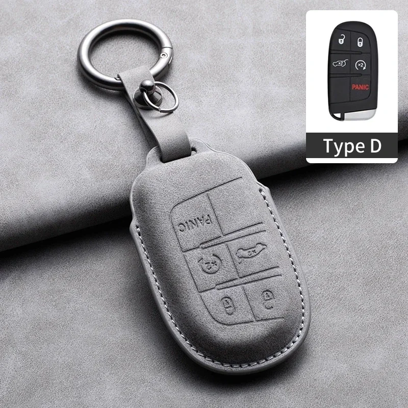 

Leather Car Smart Key Case Cover Shell For Jeep Grand Cherokee Dodge Ram 1500 Journey Charger Dart Challenger Durango Keychain