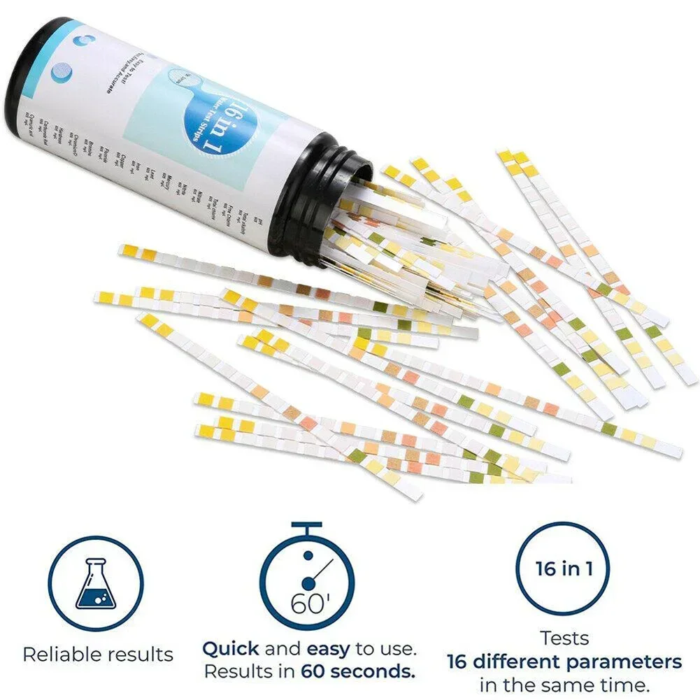 16 In 1 Drinking Water Test Kit Testing Strips For Hardness Chlorine Fluoride Trace Heavy Metals PH Balance Test Aquarium Water